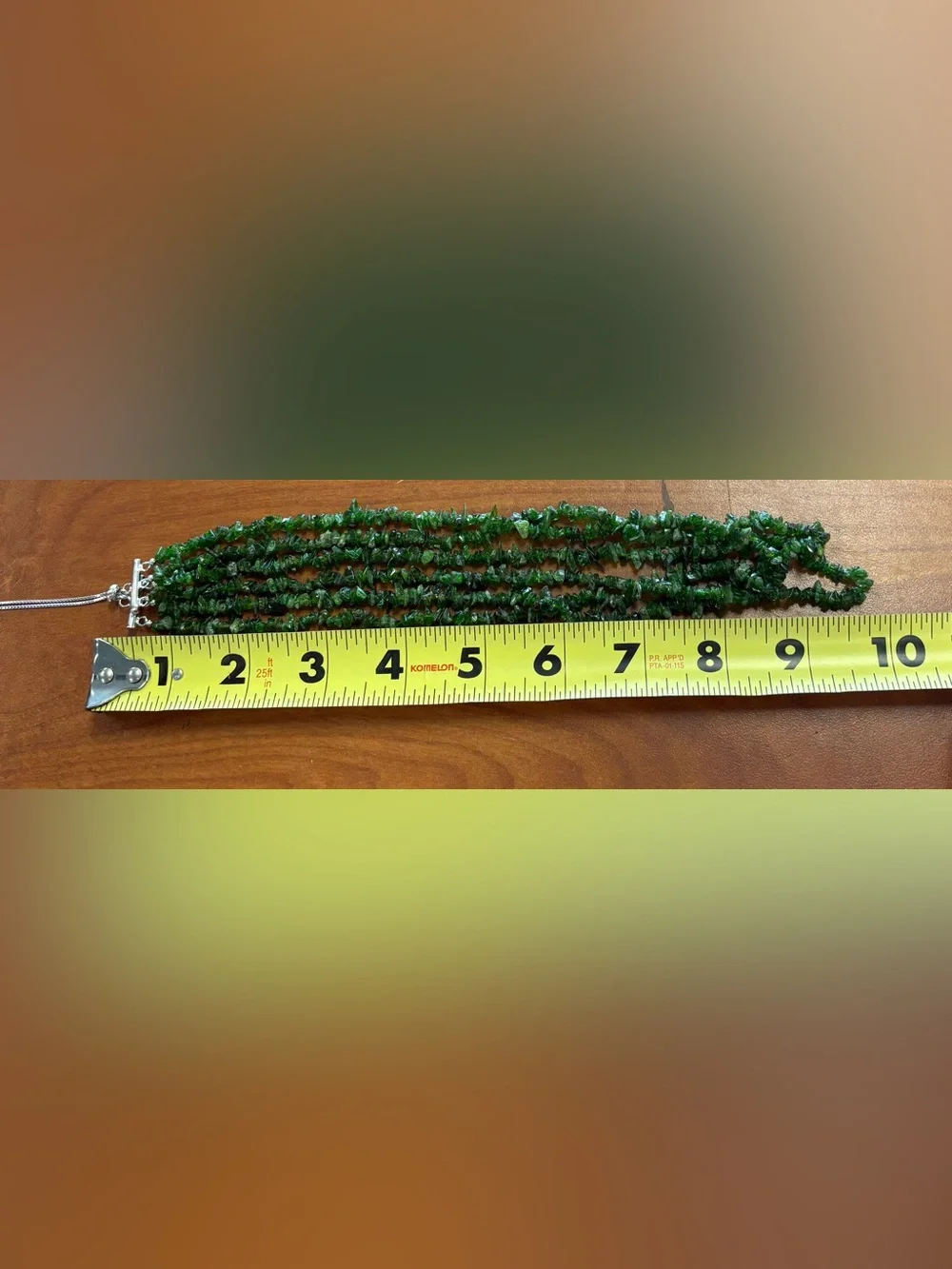 925 PZO Sterling Silver Green Beaded Slide Necklace